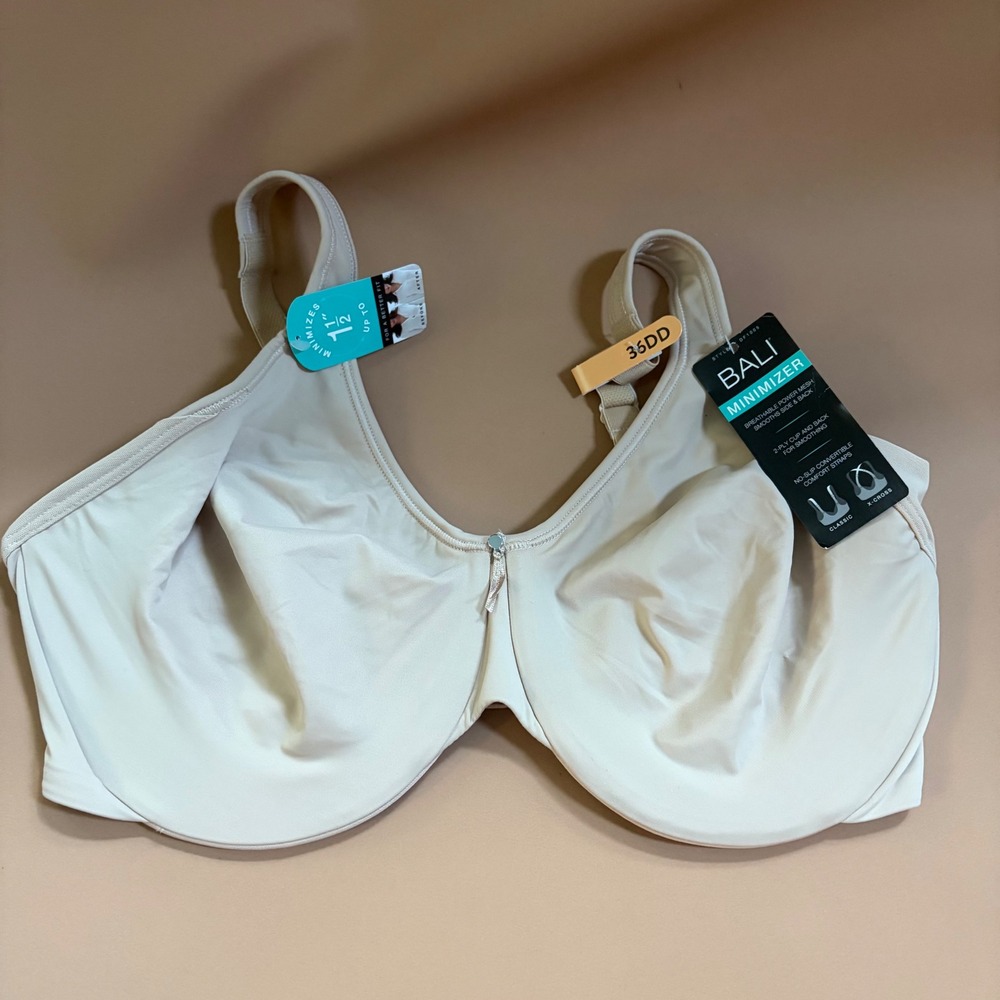 Bali Minimizer Bra Nude DF1005 Underwire Convertible Straps 36DD NEW‎